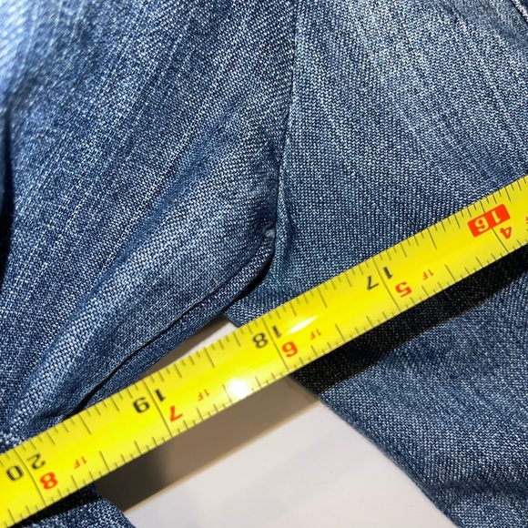 Tommy Hilfiger Vintage Denim Jacket Cropped Scalloped Puff Sleeve M - Picture 12 of 15